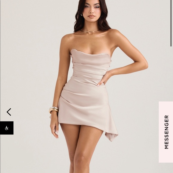 House of CB Dresses House Of Cb Jasmine Oyster Draped Strapless Corset Mini Dress Light Pink